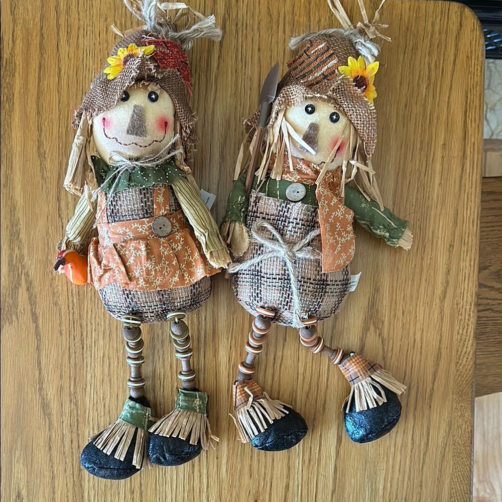 Rustic Scarecrow Dolls with Floral Accents